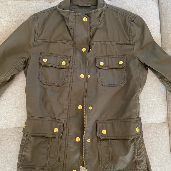 J. Crew Olive Biker Style Jacket - Picture 2 of 4